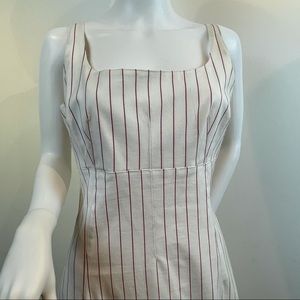 Ann Booth sleek dress, creme w red pin stripes